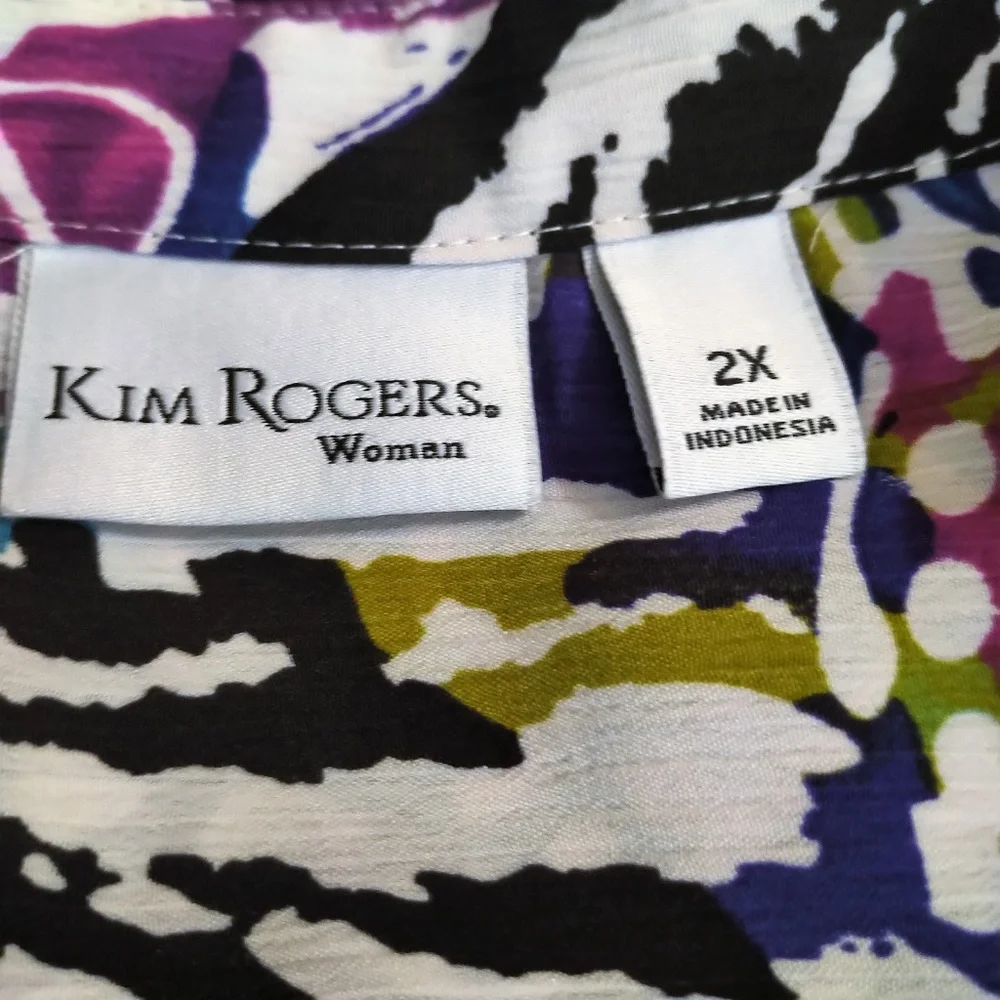 Kim Rogers Roll Sleeve Blouse Like New 2X - Picture 3 of 5